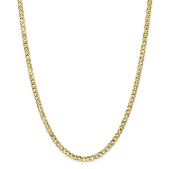 4.3mm, 10k Yellow Gold Hollow Curb Link Chain Necklace, 18 Inch